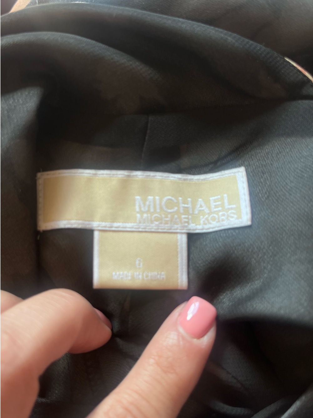Michael Kors Black Midi Dress with Pale Pink Floral Print - Picture 2 of 3